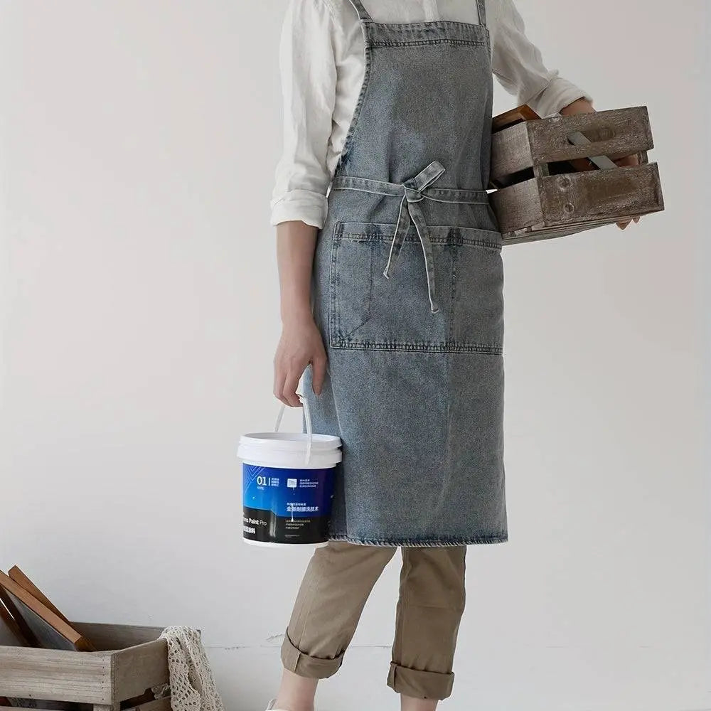 Jean Styled Apron with Pockets - ChaCha Kitchen-
