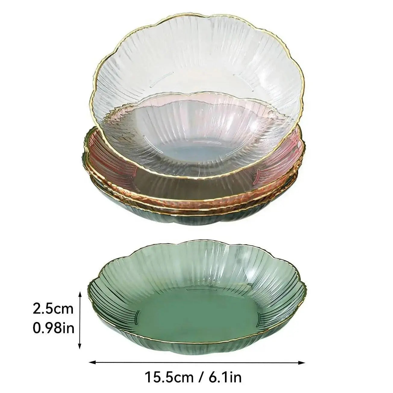 Bone Dish Rubbish Plate - Bone Dish Plate Storage | Compact Snack Solution featuring a multicolor set with green, pink, and clear plates, 15.5cm wide.
