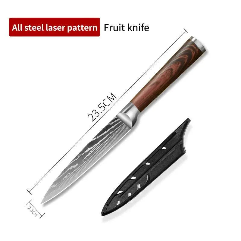Damascus Fruit Knife for Fruit Cutting | Sharp & Stylish with a 23.5cm blade and protective sheath, ideal for precise slicing.
