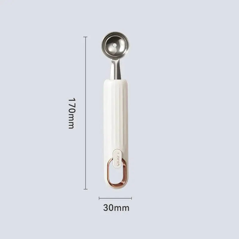 Stainless Steel Ball Scooper - Stainless Steel Scooper | Durable white-handled scooper with stainless steel head, compact 170mm size for versatile use.