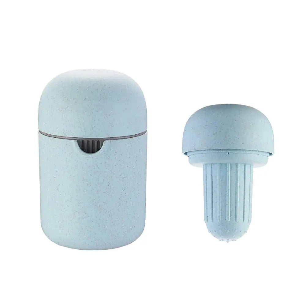 Multifunction Fruit Juice Press - Versatile Juice Extraction | No Waste, Easy Clean, blue juicer with detachable internal press component.