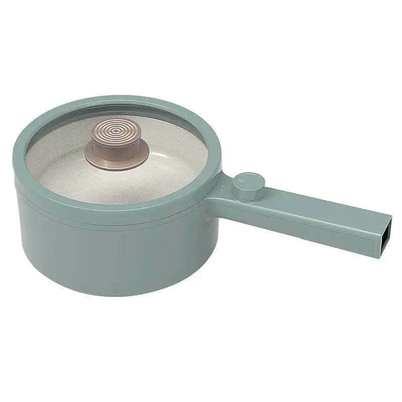 Electric Hot Pot Cooker - Hassle-Free Cooking | Portable 1.5L in green color with transparent lid, showcasing modern compact design.