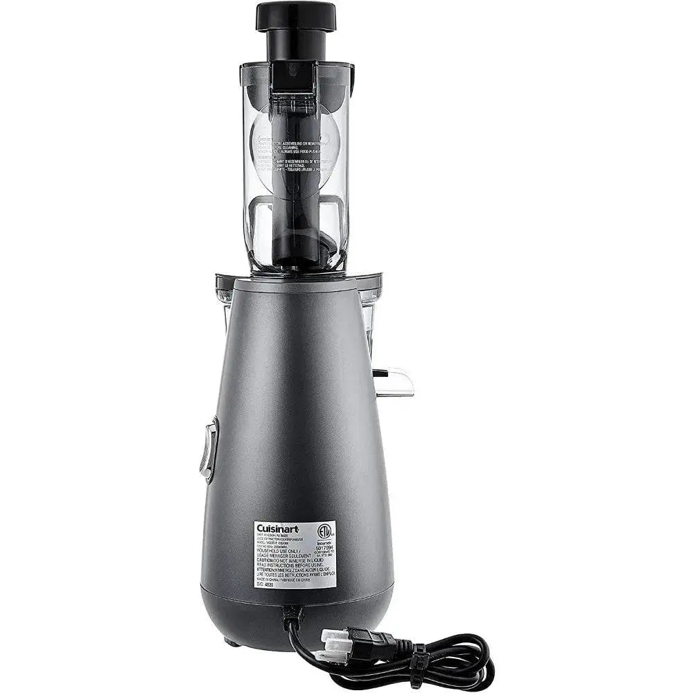 Easy Clean Slow Juicer - Effortless Juicing | Max Nutrition, rear view showing compact design and power cord, ideal for small kitchen storage.