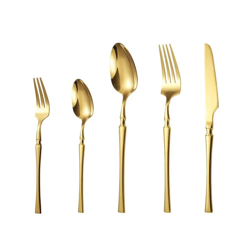 5/20/30 Pieces Cutlery - Gold Stainless Steel Set in full gold finish, featuring elegant and luxurious utensils for sophisticated table settings.