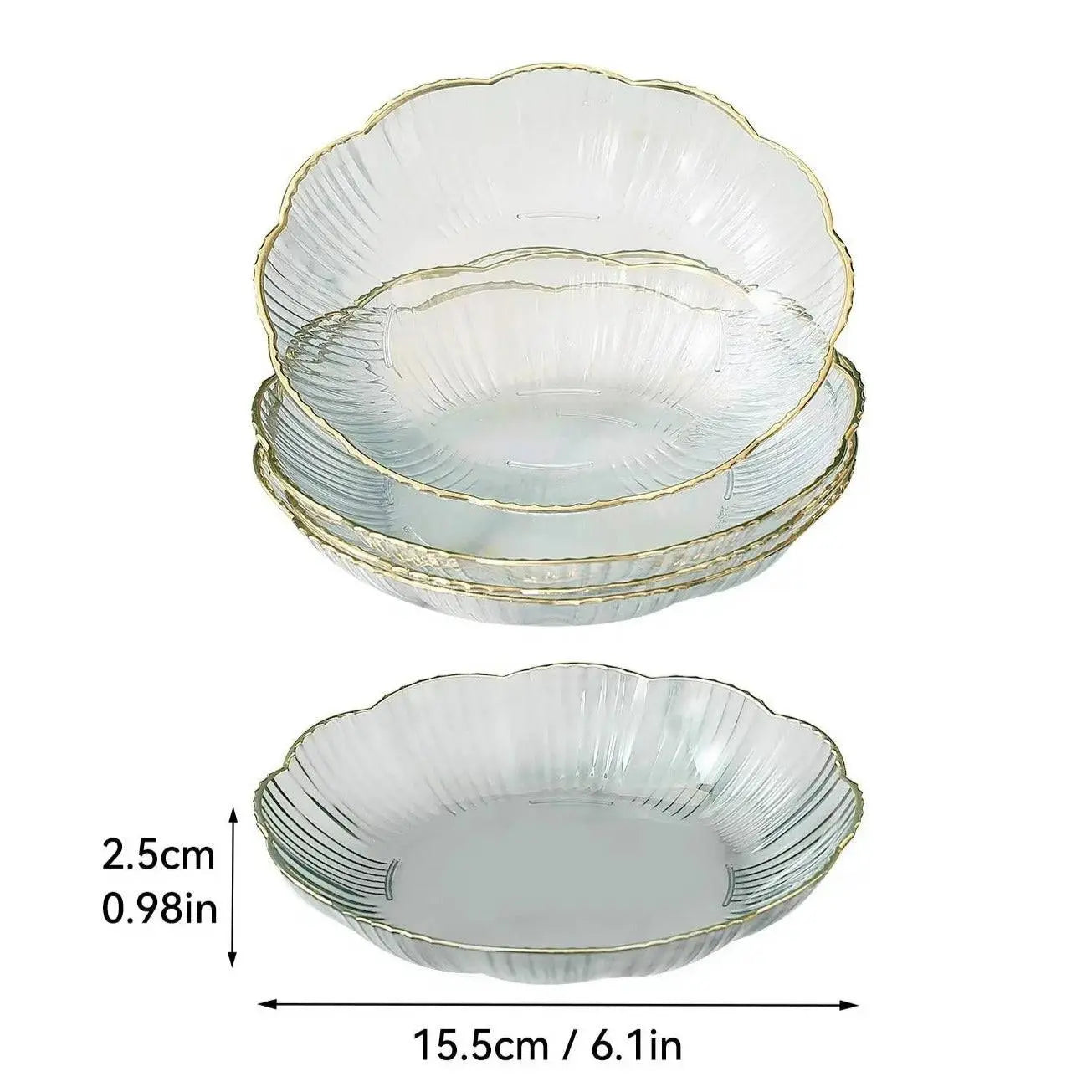 Bone Dish Rubbish Plate - Bone Dish Plate Storage | Compact Snack Solution in clear transparent design, 15.5cm wide and 2.5cm deep, for versatile kitchen use.