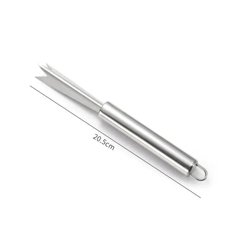 Pointed corer tool from Stainless Steel Fruit Tools - Peeling & Slicing Set displayed with measurements.