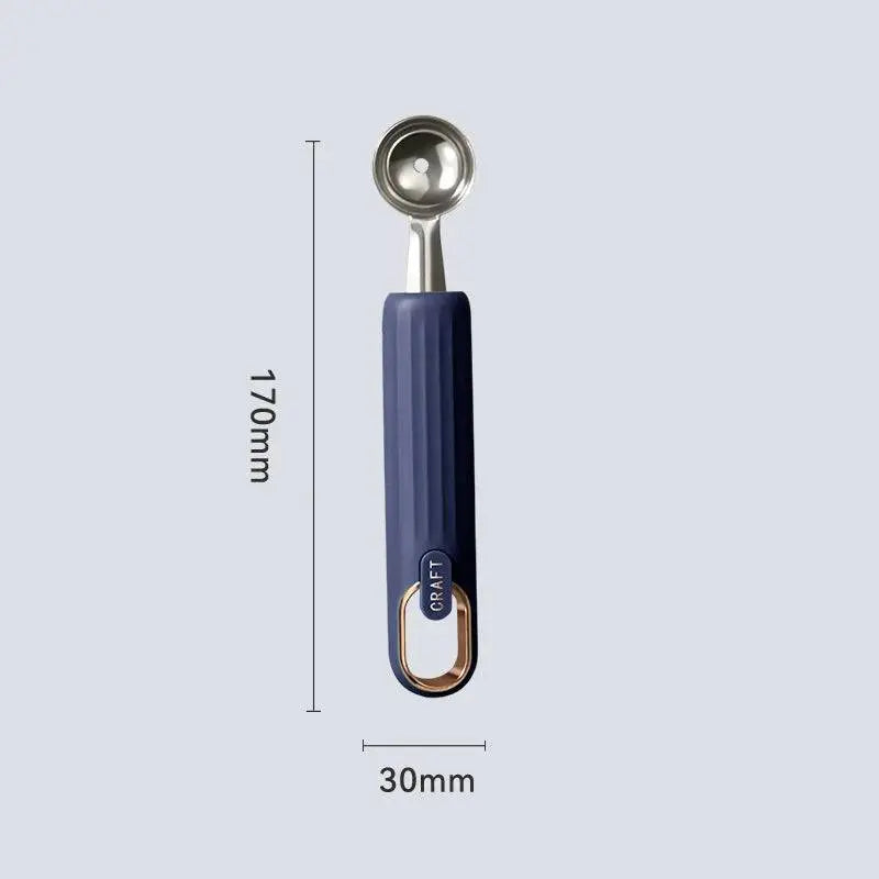 Stainless Steel Ball Scooper - Stainless Steel Scooper | Durable blue-handled scooper with stainless steel head, ideal for fruit and ice cream, 170mm long.