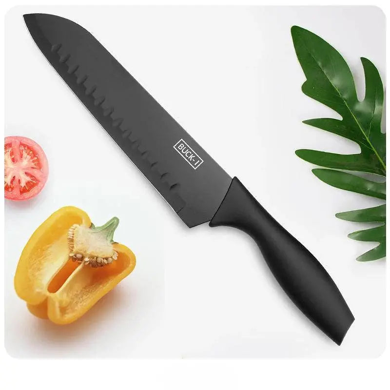 8 Pieces Knife Set - 8 Piece Knife Set | Razor-Sharp Knives Combo featuring a black chef knife with ergonomic handle, ideal for precise meal prep.