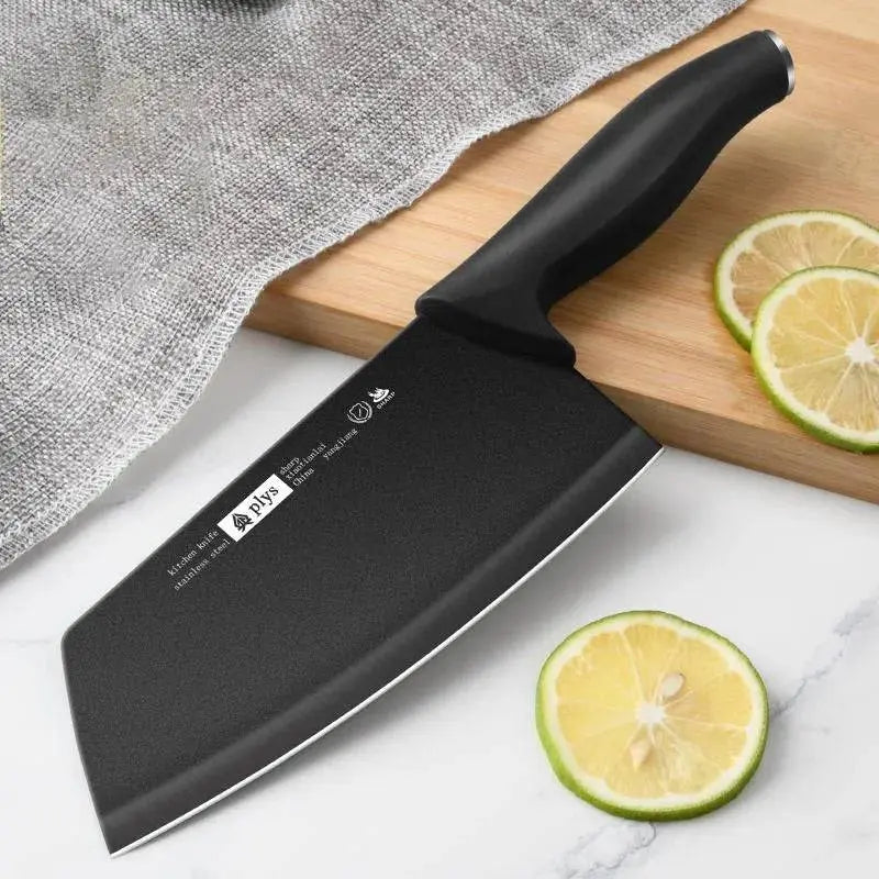 Ladies Cutting Knife - Kitchen Essential featuring a black blade and black ergonomic handle, ideal for slicing fruits and vegetables.