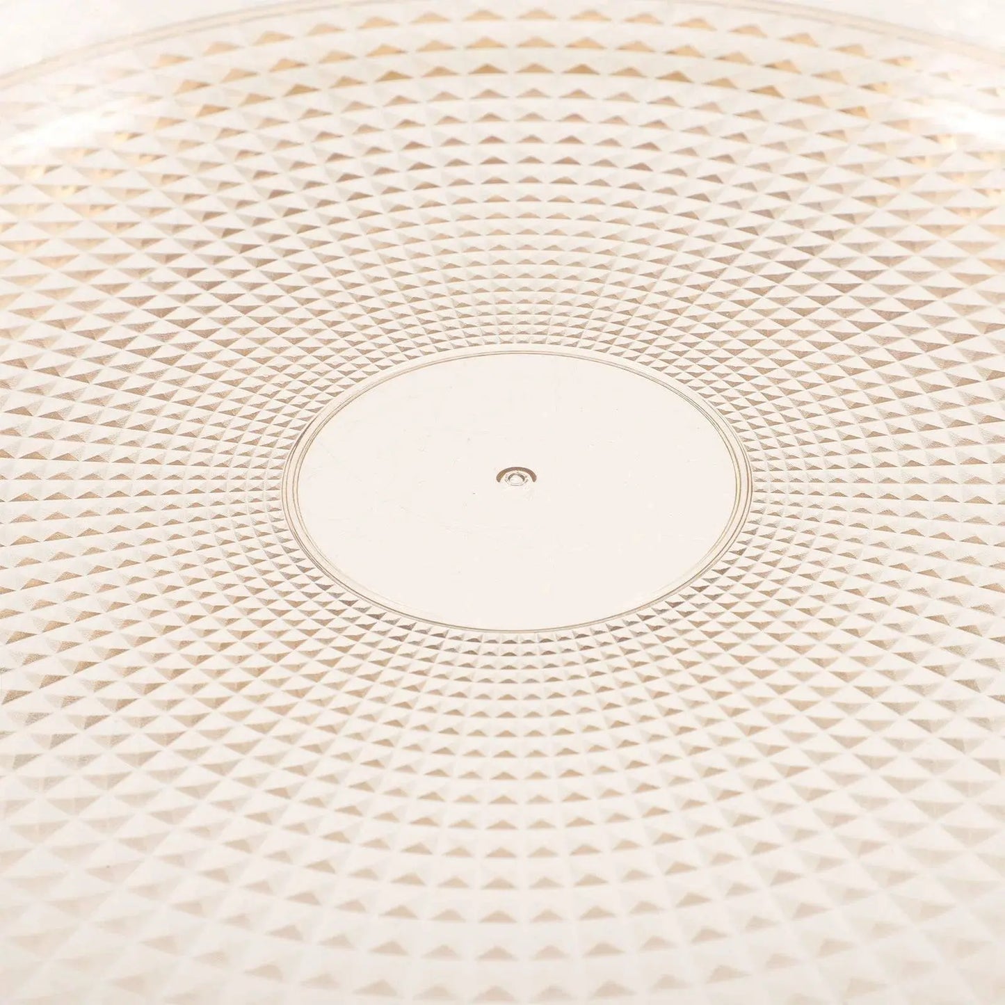 Close-up of the Elegant Round Plastic Tray surface, highlighting its intricate textured pattern ideal for modern serving and decor.