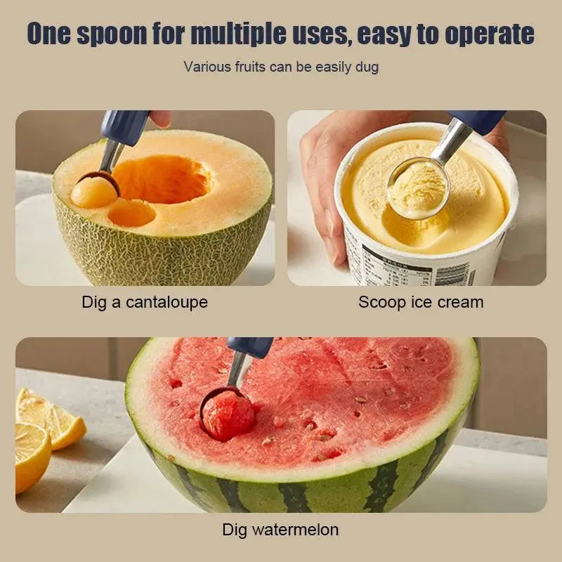 Stainless Steel Ball Scooper - Stainless Steel Scooper | Durable multi-use tool digging cantaloupe, scooping ice cream, and watermelon, ideal for kitchens.
