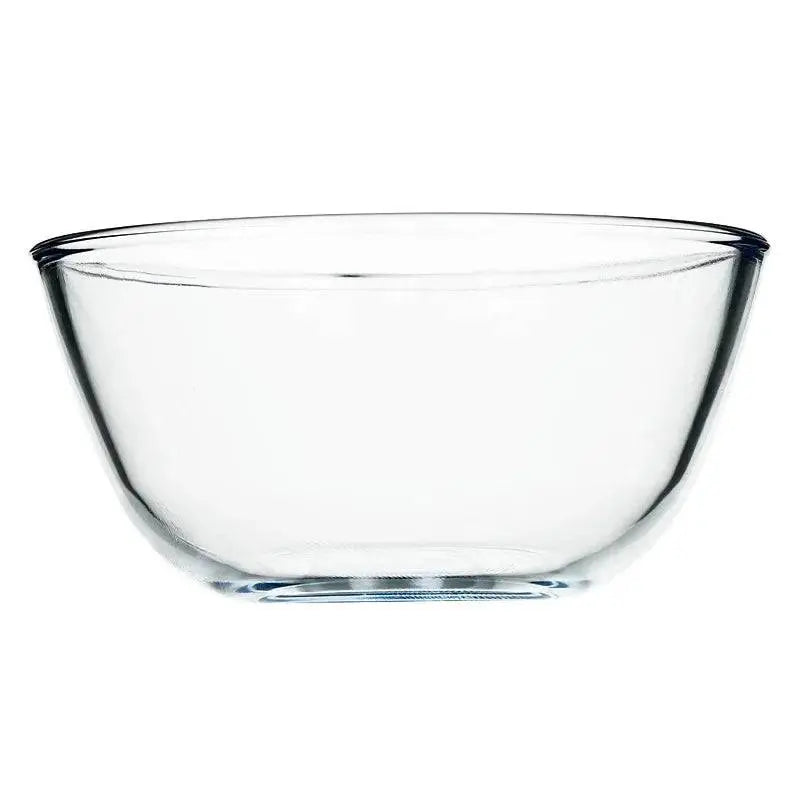 Empty Transparent Glass Salad Bowl - Durable & Versatile Kitchen Essential ideal for serving salads, fruits, and mixing ingredients.