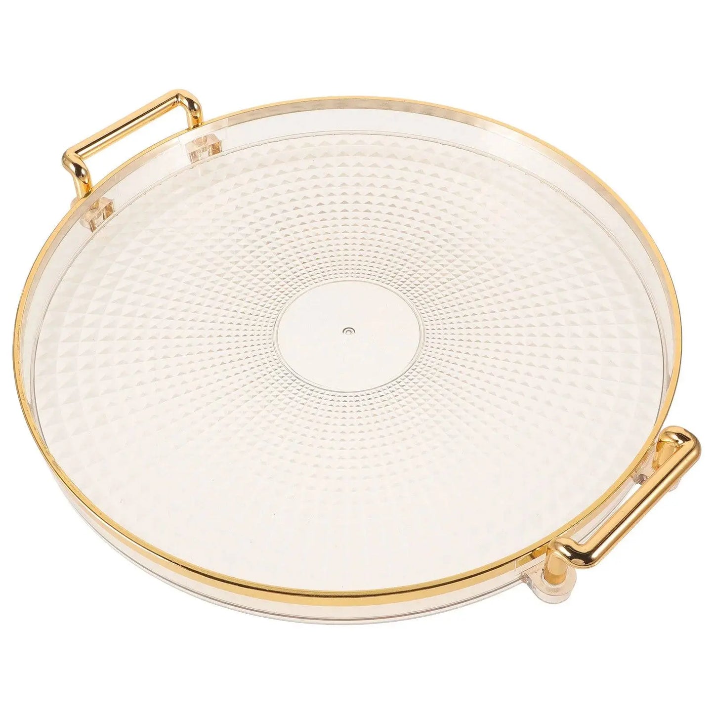 Top view of the Round Plastic Tray β Stylish Serving Platter with gold accents, designed for elegant serving and storage solutions.