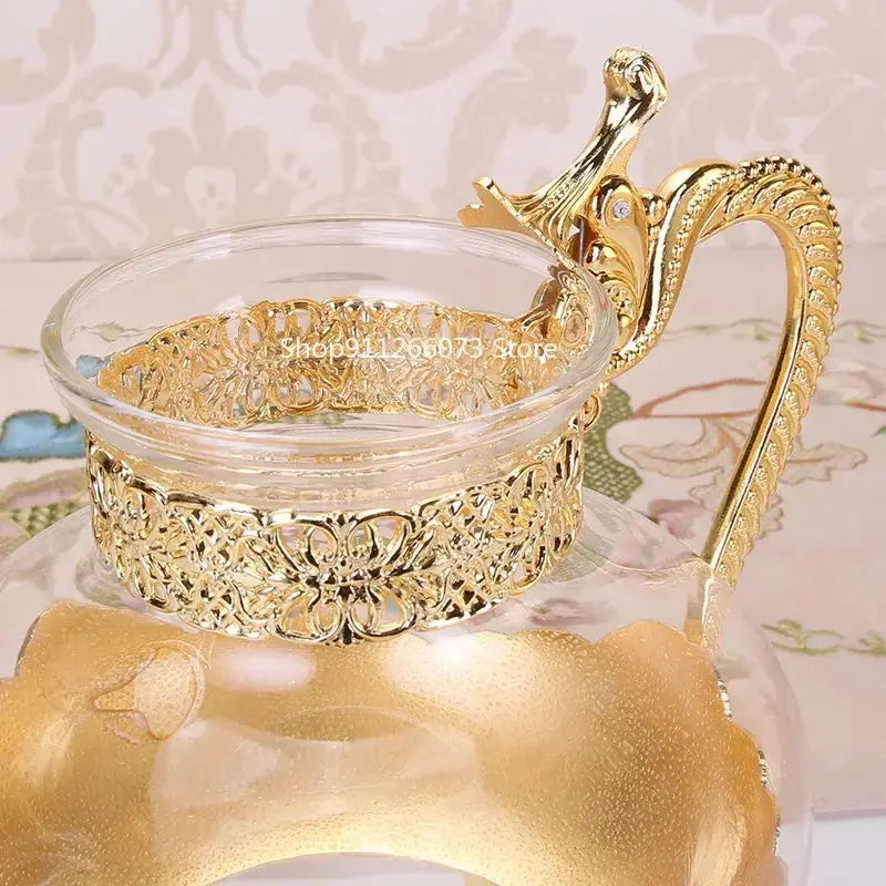 European Style Golden Glass Teapot - ChaCha Kitchen-