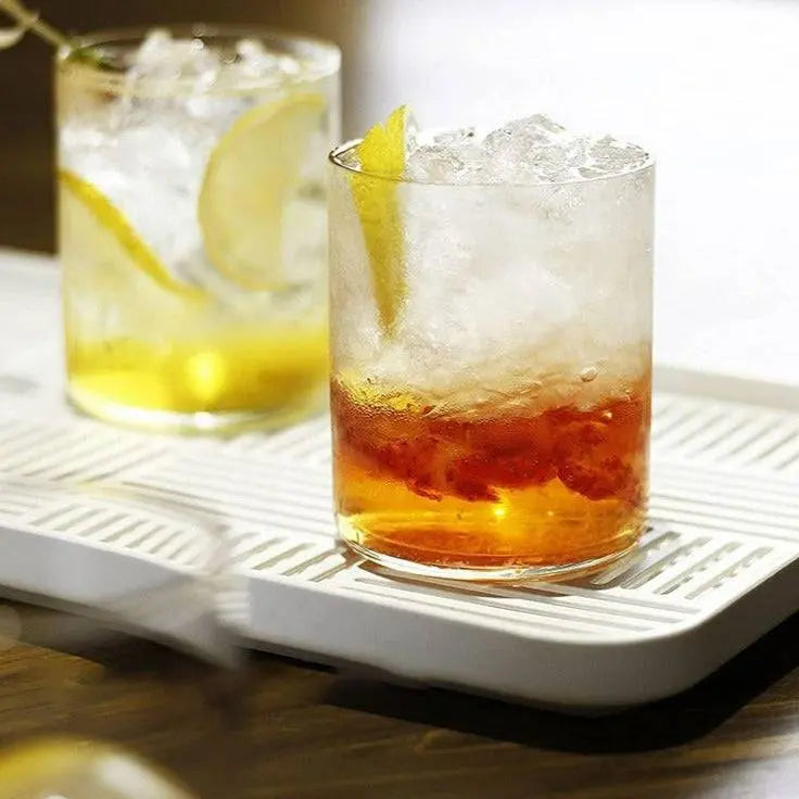 BPA-Free Borosilicate Glasses Set - Durable, Stylish showcasing vibrant drinks with lemon slices and crushed ice, perfect for stylish sipping.
