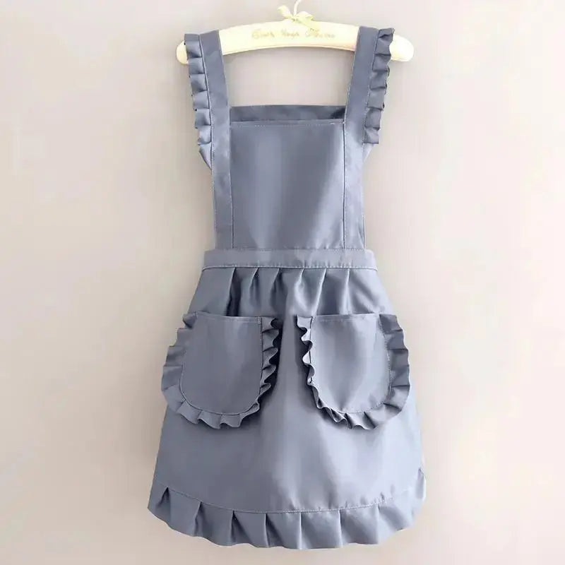 Cute Korean Ruffled Style Canvas Apron - ChaCha Kitchen-