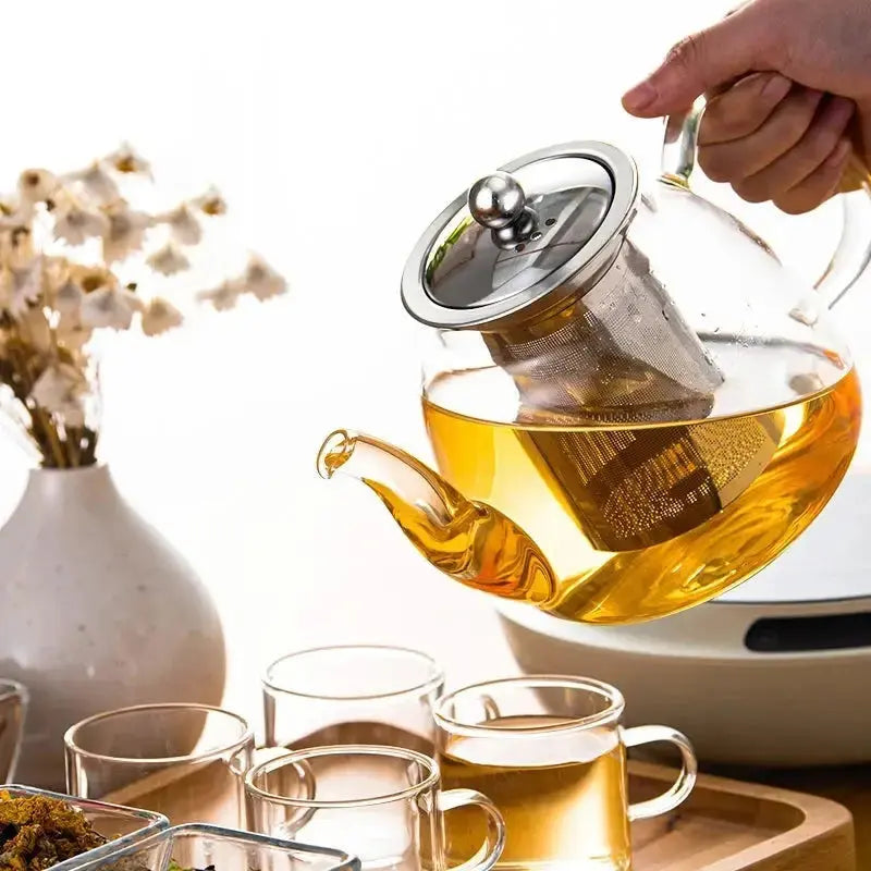 Glass Tea Pot with Stainless Steel Filter - ChaCha Kitchen-