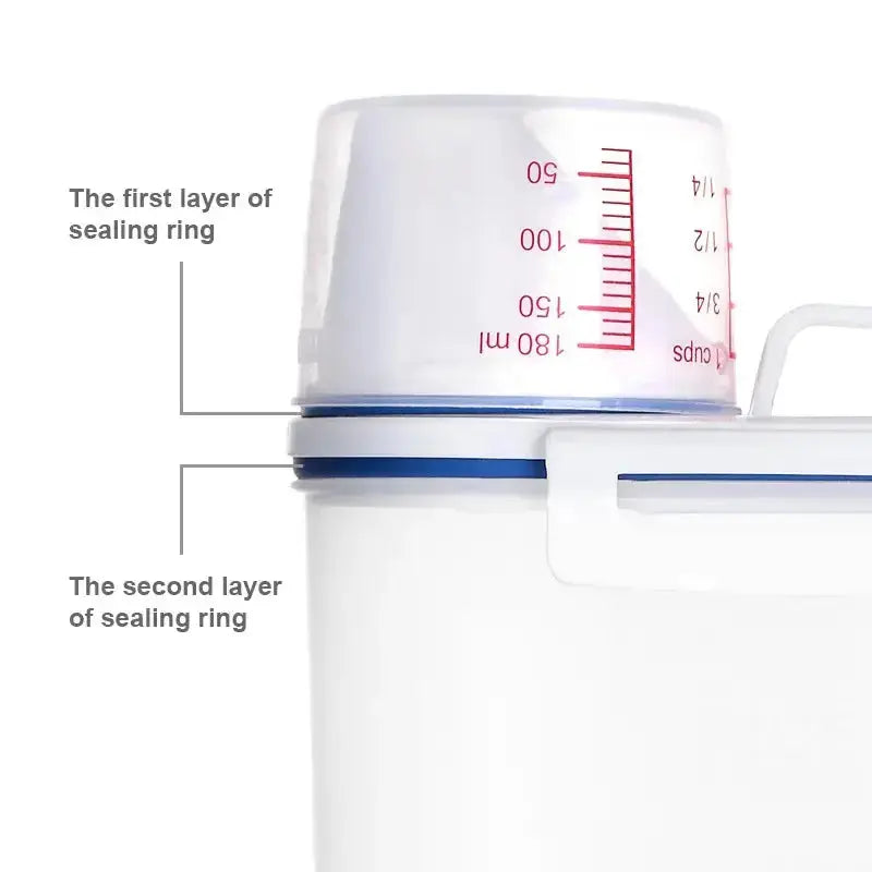 Detailed view of Food Storage Dispenser - Large Capacity | Airtight Seal showing dual sealing rings for maximum freshness and leak prevention.
