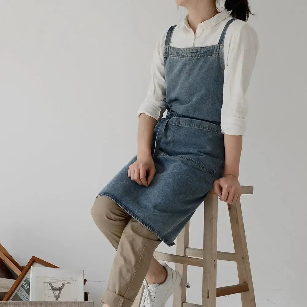 Jean Styled Apron with Pockets - ChaCha Kitchen-