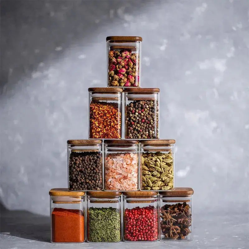 4 Piece Acacia Wood Seasoning Jar Set - ChaCha Kitchen-