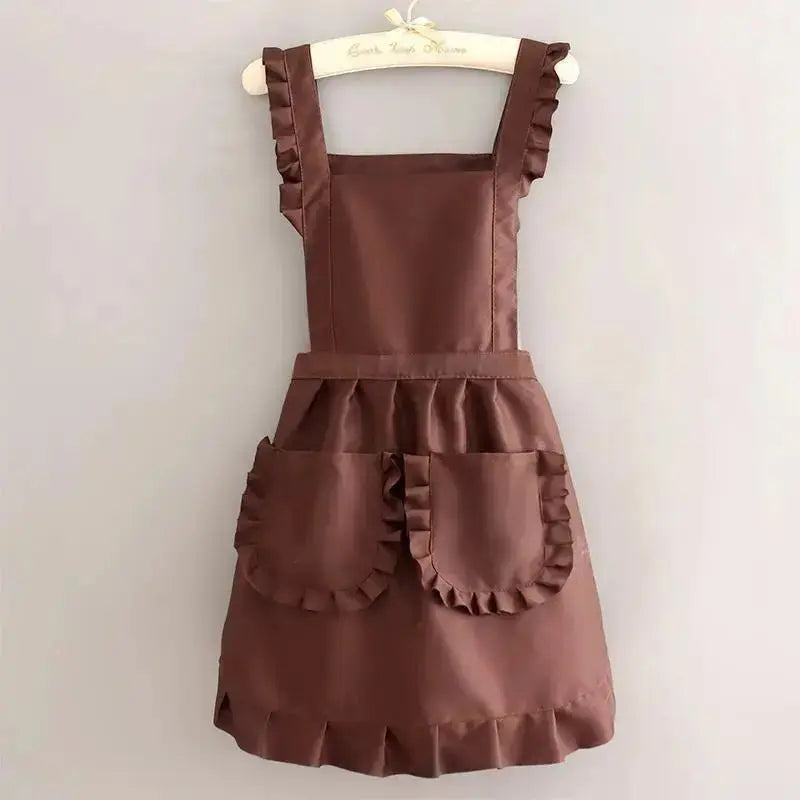 Cute Korean Ruffled Style Canvas Apron - ChaCha Kitchen-