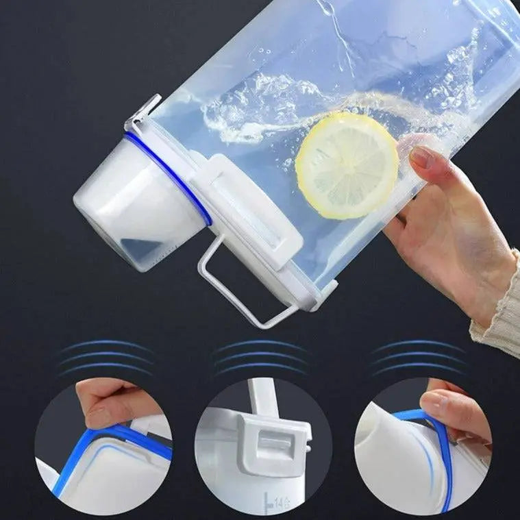 Food Storage Dispenser - Large Capacity | Airtight Seal used for pouring water with lemon slices, showcasing leak-proof design and secure sealing.