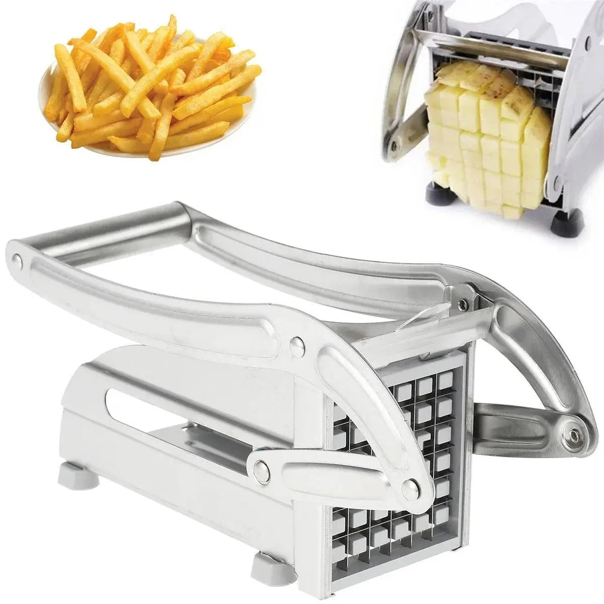 French Fry Cutter - Best Tool for Homemade Fries cutting potatoes into perfect fries, ideal for homemade crispy French fries.