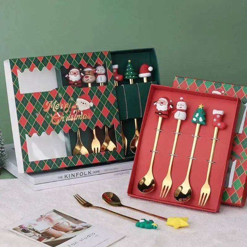 Christmas Coffee Spoons Set | Stainless Gift Set featuring multiple boxed sets with festive designs, perfect for holiday celebrations.