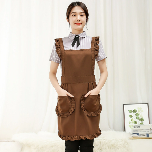 Cute Korean Ruffled Style Canvas Apron