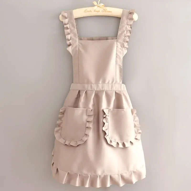 Cute Korean Ruffled Style Canvas Apron