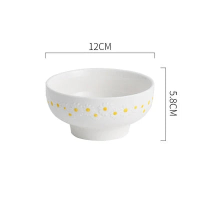 Ceramic Embossed Little Daisy Plate Dinner Set