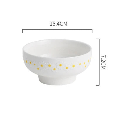 Ceramic Embossed Little Daisy Plate Dinner Set