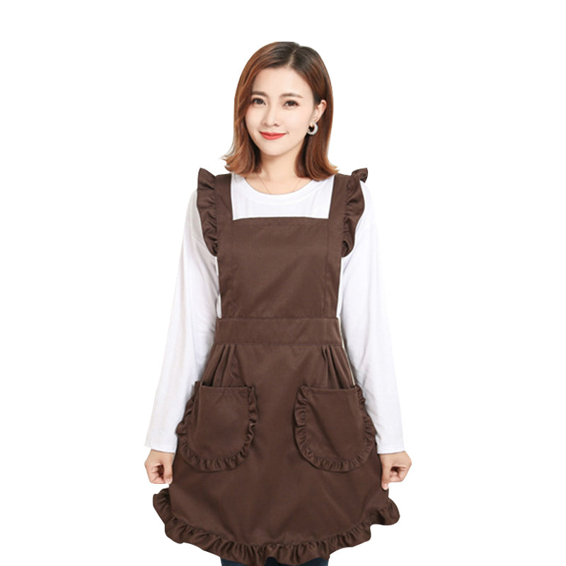 Cute Korean Ruffled Style Canvas Apron