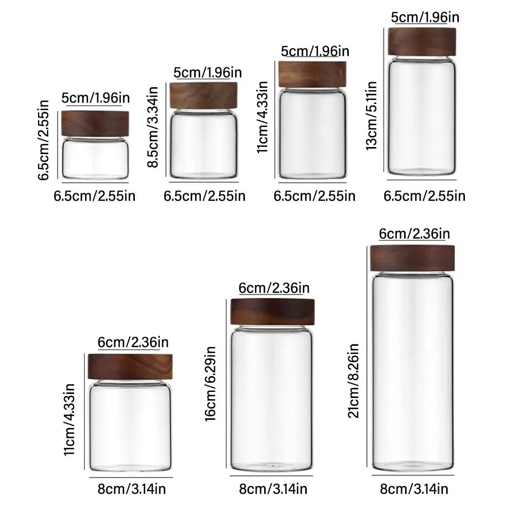 Glass Sealed Spice Jars with Acacia Wood Lids