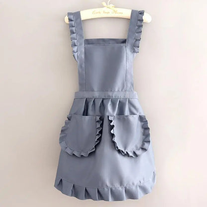 Cute Korean Ruffled Style Canvas Apron