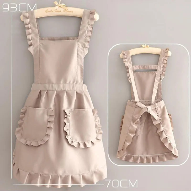 Cute Korean Ruffled Style Canvas Apron