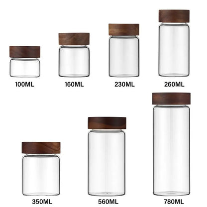 Glass Sealed Spice Jars with Acacia Wood Lids