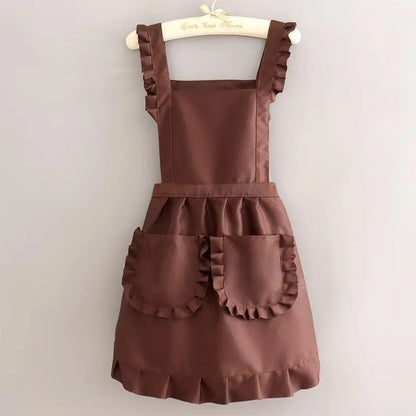 Cute Korean Ruffled Style Canvas Apron